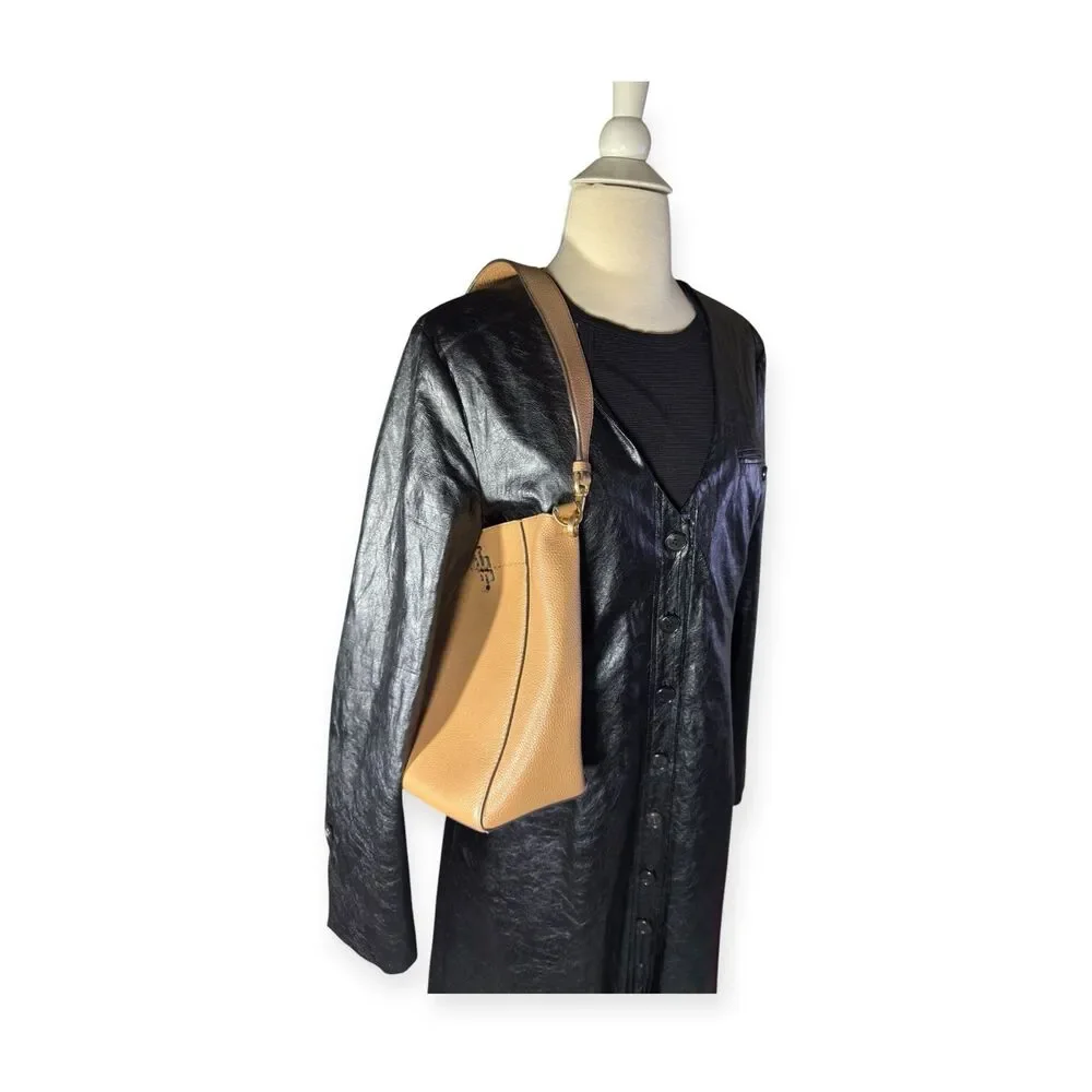 Tory Burch Tiramisu McGraw Bucket Tote Bag Travel Western Leather Shoulder‎ Bag